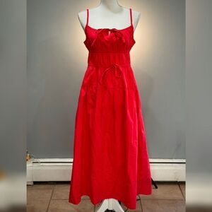 Red Sim & Sam Milkmaid Midi Sundress Size M EUC